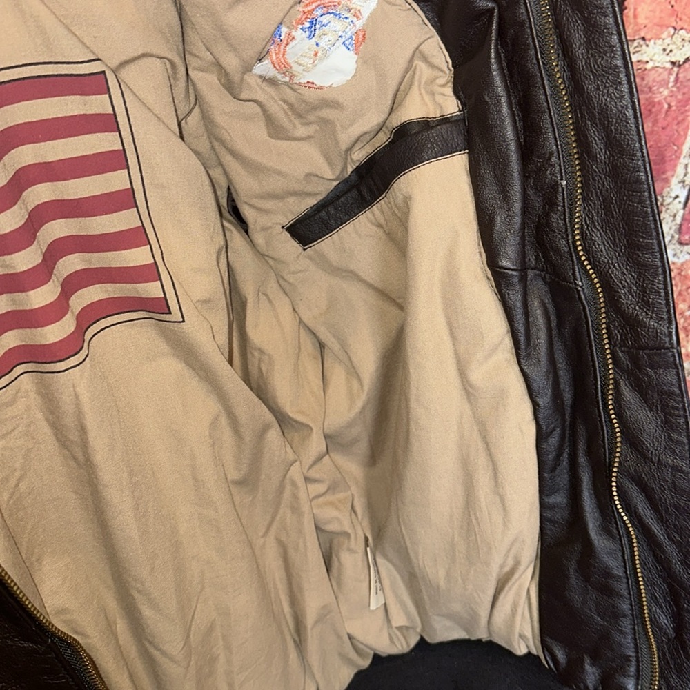 L Landing Leathers Men Air Force A-2 Leather Flight Bomber Jacket size XS brown - Picture 6 of 12